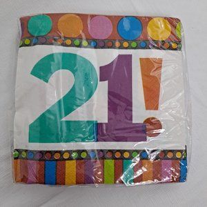 21st Birthday Party Beverage Napkins Amscan 16 Count